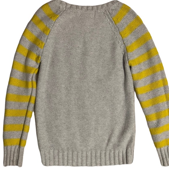 Old Navy | Yellow Striped Long Sleeves Cable knit Gray Cotton Sweater - Picture 11 of 14